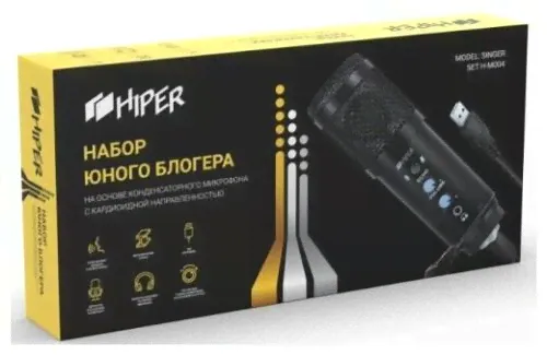 Микрофон HIPER Singer set (H-M004) USB, черный-0