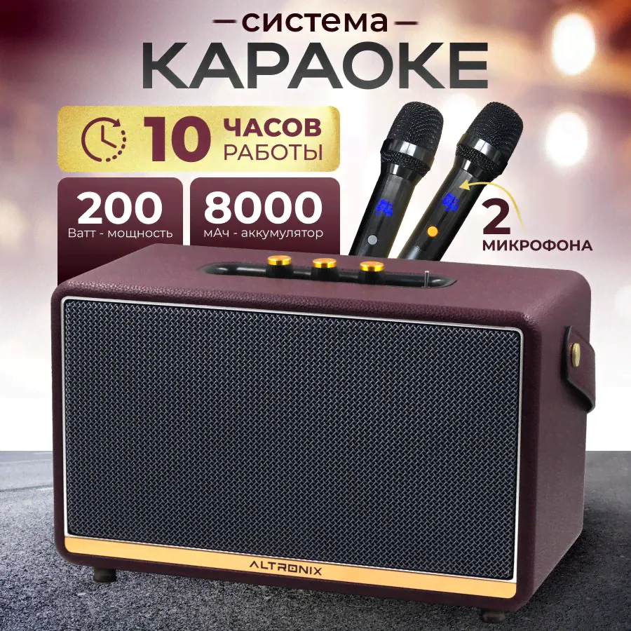 Караоке система с 2 микрофонами и колонкой Singer 200-0