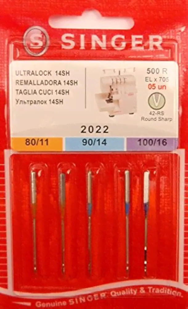 Иглы для шитья 5 Original Singer Overlock (Ultralock 14SH) Nähmaschinen Nadeln 2022 Stärke 80/11 90/14 100/16